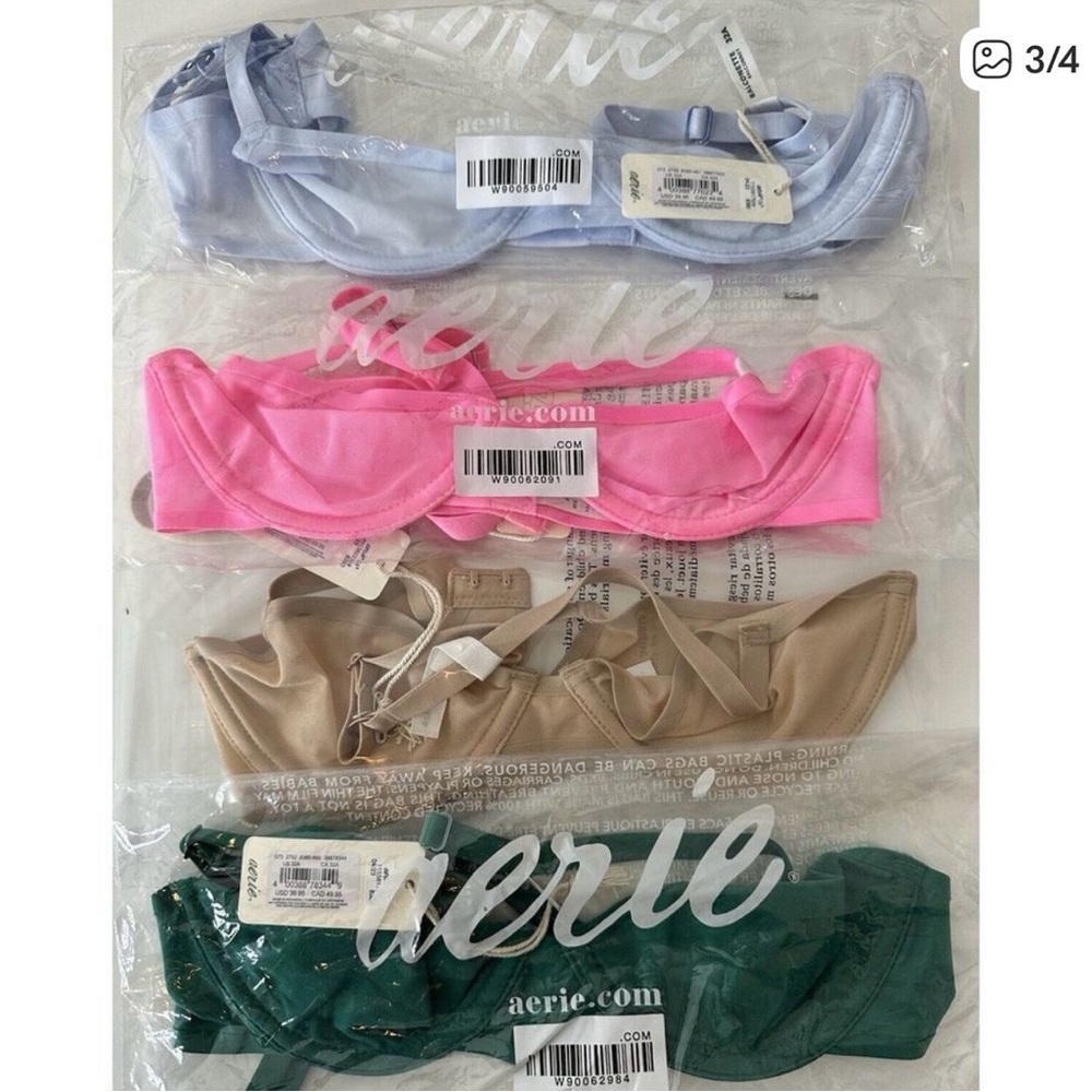 4NWT Aerie BRA 32A SMOOTHEZ Mesh Bundle Of 4